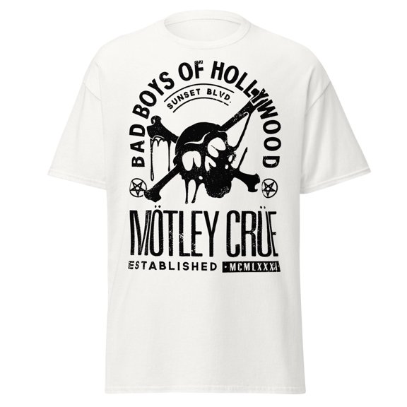 Motley Crue Bad Boys of Hollywood Jumbo Print Unisex T-Shirt - White - Small