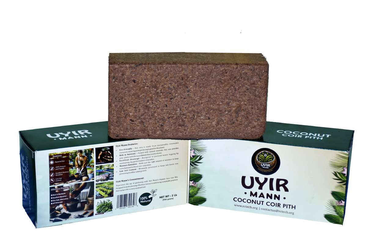 UYIR MANN Coco Coir 2 LB Brick - Premium Gardening Soil