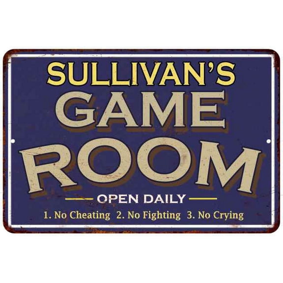 SULLIVAN'S Blue Game Room Sign Metal Wall Decor 8x12 108120002440