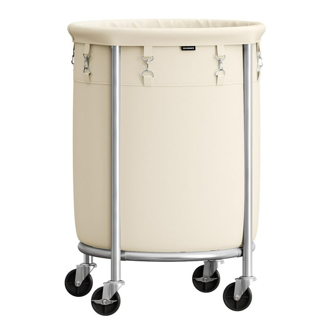 Cesta de lavandería SONGMICS Rolling 110 L con ruedas y bolsa, color crema