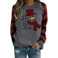 thumbnail image 4 of Yuemengxuan Women Stylish Christmas Printed T-shirt, Long Sleeve Round Neck Patchwork Pullover Tops, 4 of 4