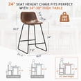 thumbnail image 2 of Carolayne 24" Bar Stools Set of 4, Counter Height Stools with Back for Kitchen Island and Dining Room, Faux Leather, Brown, 2 of 5