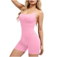 thumbnail image 2 of Gamivast Workout Bodysuits for Women One Piece Ribbed Spaghetti Strap Romper & Biker Shorts Jumpsuit Yoga Unitard Stretchy Gym Activewear Sporty, 2 of 7