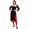 thumbnail image 5 of Bimba Women Black Red Straight Kurti Tunic Indian Ethnic Casual Formal Kurta, 5 of 7