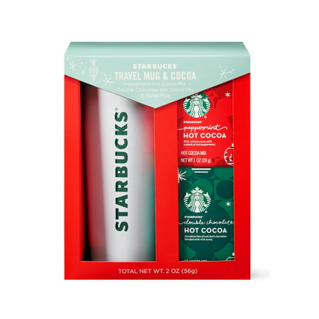 Starbucks Holiday Travel Mug & Cocoa Gift Set, 3