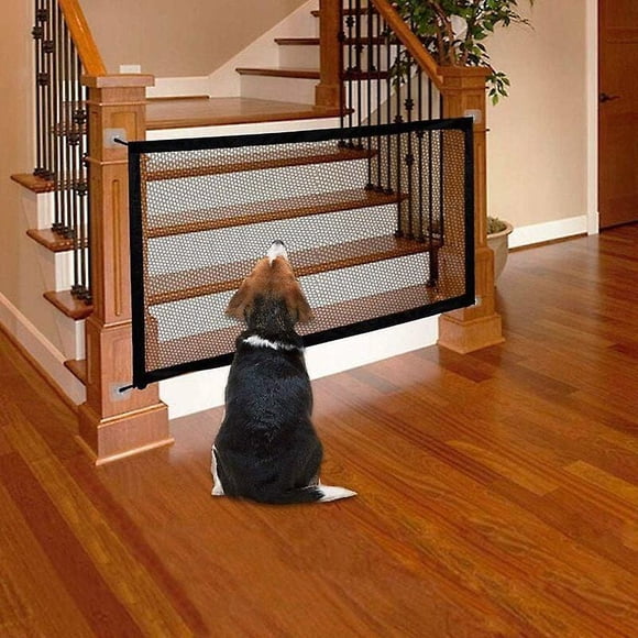 Dog Safety Gate Foldable Retractable Barrier for Safety Stair Gate for Dogs and Baby Black(Size 70*110cm)