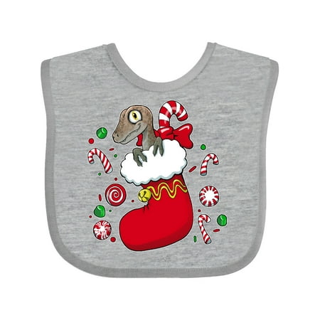 

Inktastic There s a Dinosaur in my Christmas Stocking with Candy Canes Gift Baby Boy or Baby Girl Bib