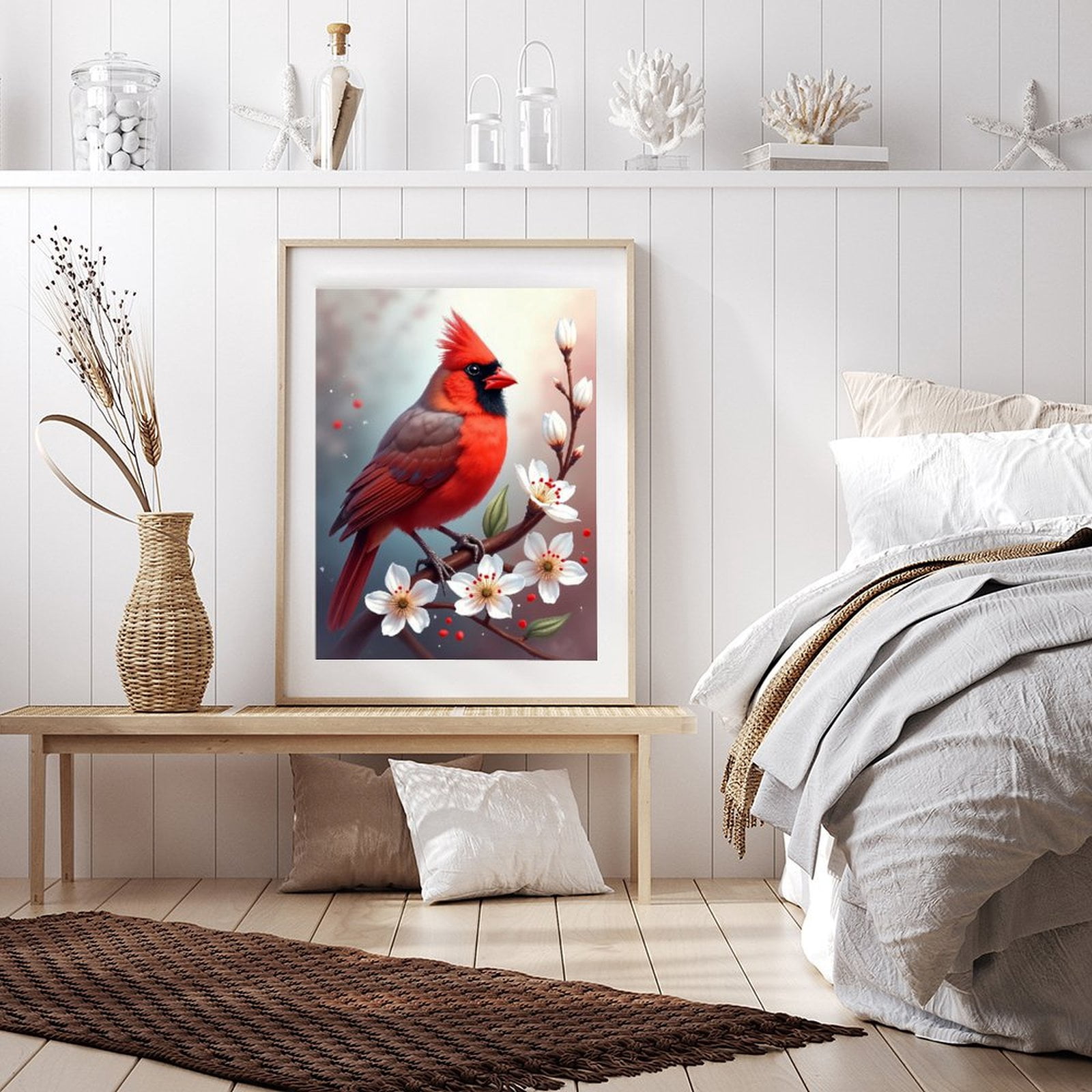 Diamond Art Kit for Adults, Classic Cardinal Bird Bouquet Print No.112 Diamond Painting for Adults Beginners, 5D DIY Diamond Art Painting Kits, Colorful Diamond Painting Craft for Home Decor 12x16