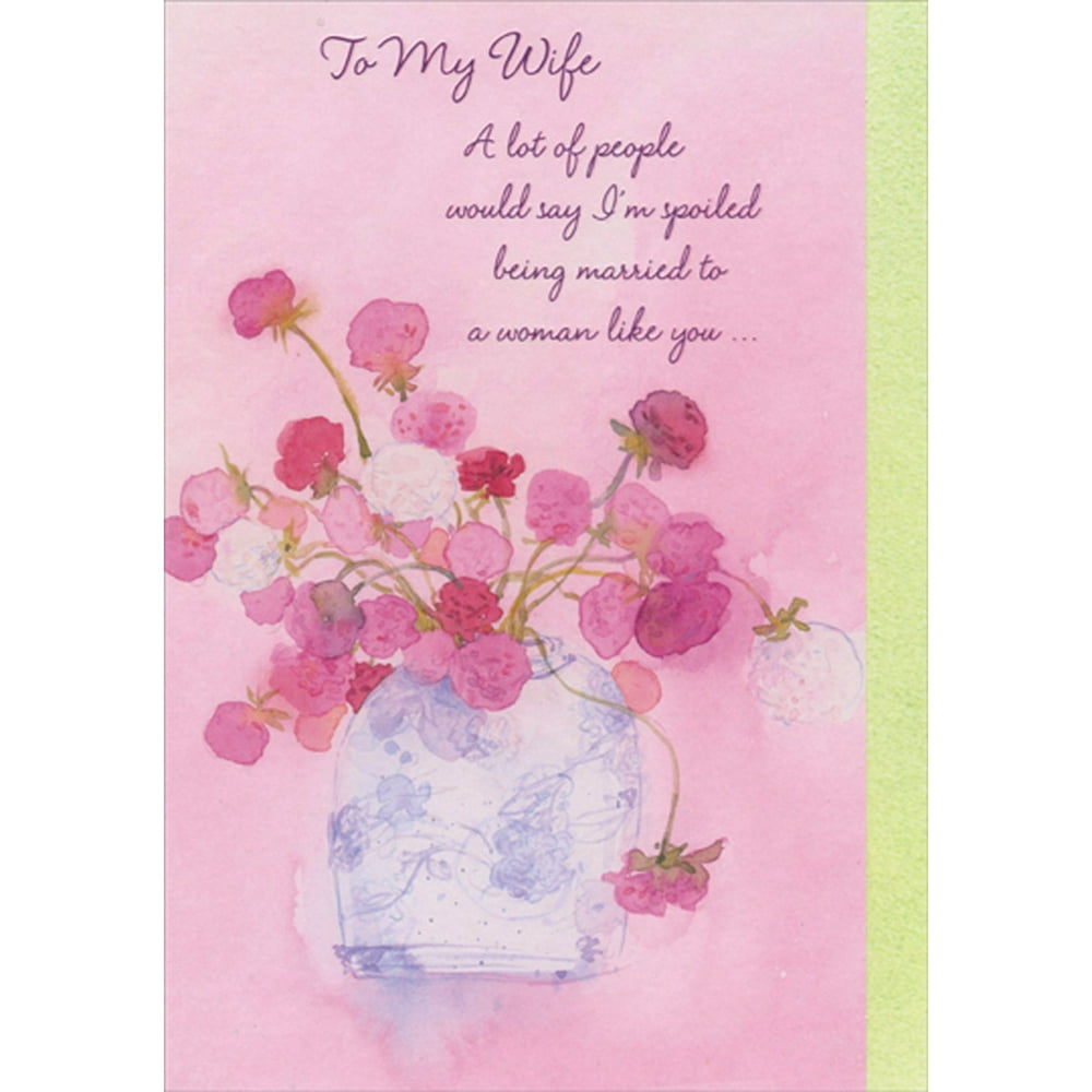 designer greetings im spoiled pink red and white flowers short fold