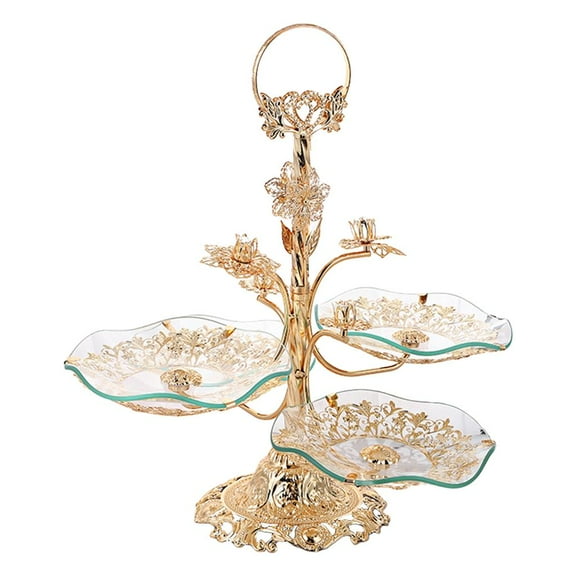 YWMJZEU 3 Tier Tempered Glass Fruit Tray Snacks Serving Tray Holder Countertop Table Dessert Plate Platter for Home Kitchen Wedding Hotel Countertop Decor