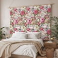 thumbnail image 2 of Pink Spring Floral Tapestry for Bedroom Wall Hanging Tapestry, Vintage Summer Botanical Ceiling Backdrop Tapestries Poster Blanket Wall Decor for Teens Room Living Room Dorm 59" x 79", 2 of 7