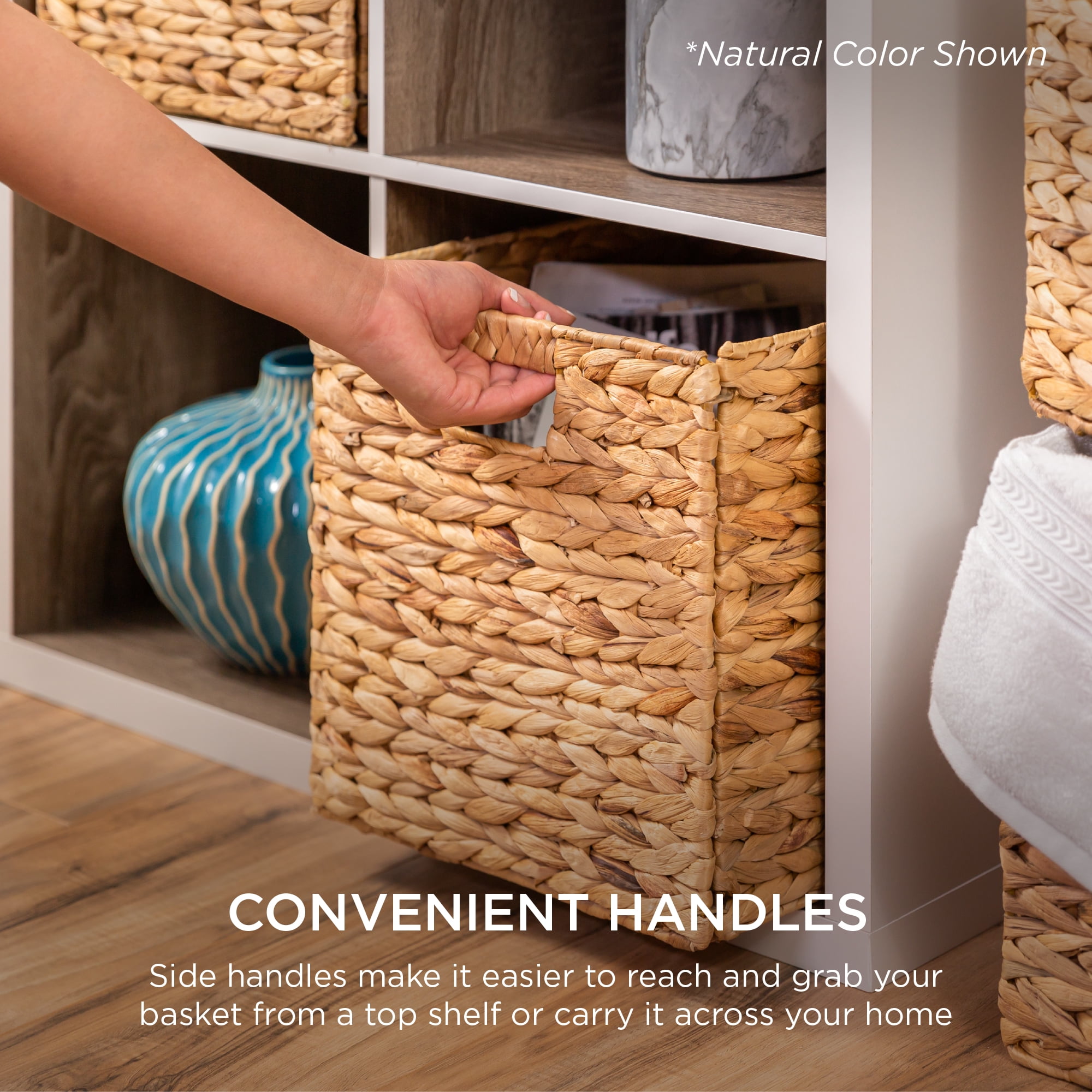 Best Choice Products 10.5x10.5in Hyacinth Storage Baskets, Set of 5 Multipurpose Collapsible Organizers - White