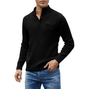 JMIERR Sweaters for Men Turtleneck Knitted Long Sleeve Ribbed Sweater Henley Classic Fit