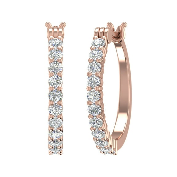1/2 Carat Natural Diamond Hoop Earrings in 10K Rose Gold