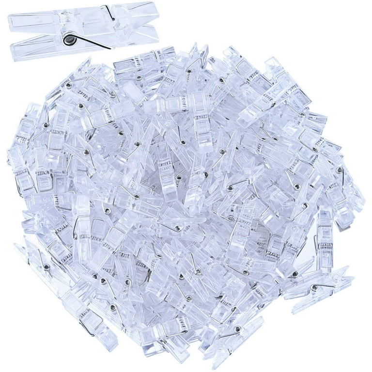 100 Pieces Mini Transparent Plastic Clip Hanging Photo Clips (Clear)