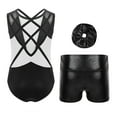 thumbnail image 2 of SiiRoh 2Pcs Gymnastics Leotard for Girls Sleeveless Tumbling Dance Biketard with Metallic Shorts Set White 6, 2 of 4