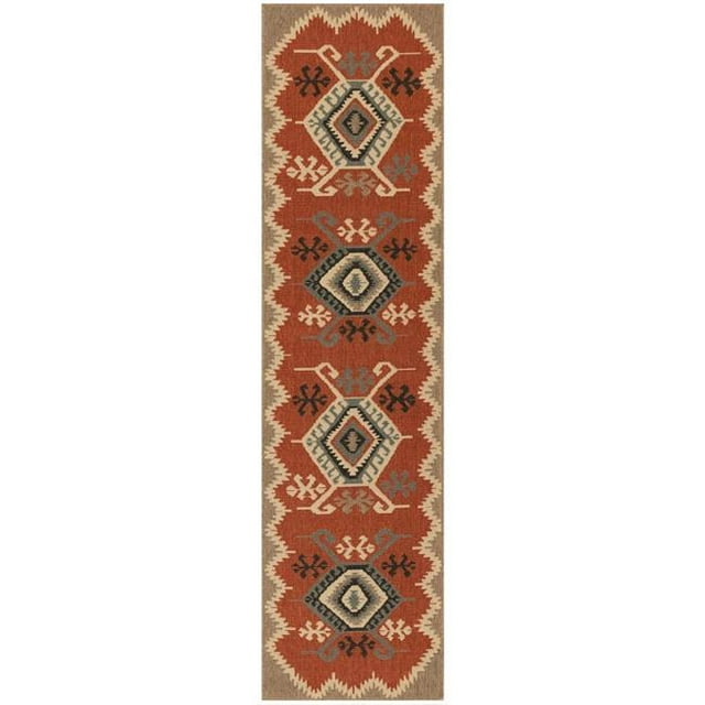 Trans-Ocean Imports RVIR8764524 Tapis Tissé Intérieur & Extérieur Wilton 23 Po x 7 Pi 6 Po - Rouge