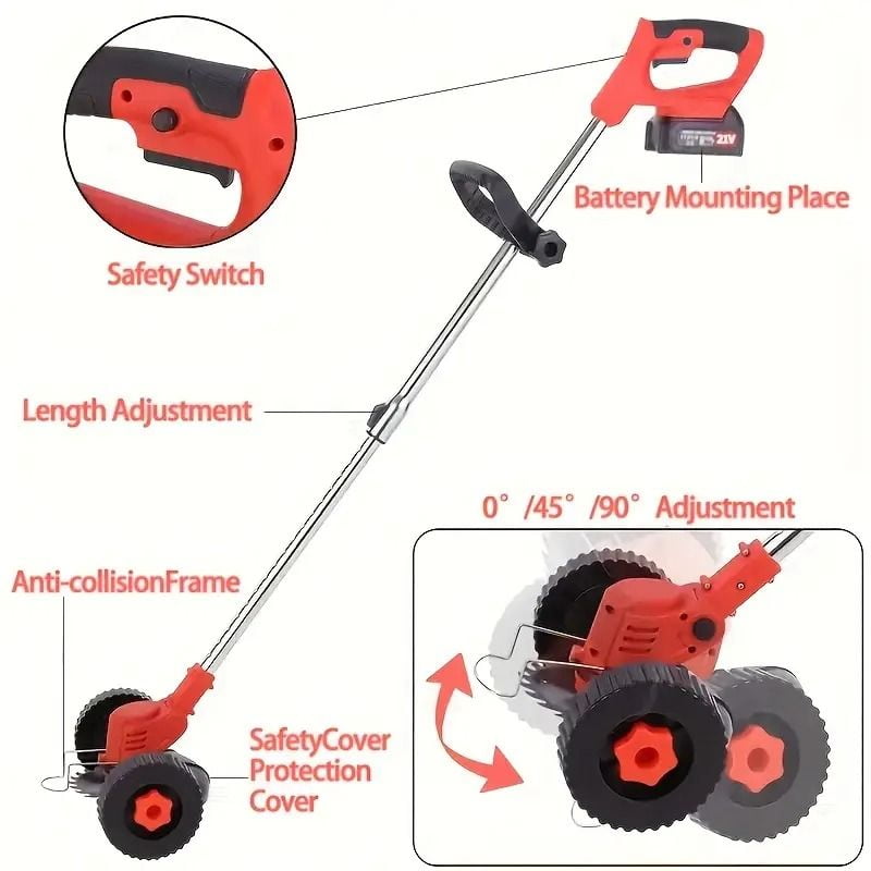 Cordless Electric Weed Wacker Portable Grass Trimmer with 3 Blade Types and 2 High Capacity Batteries Powerful Lawn Mower for Garden Yard Lawn Maintenance with Multiple Accessories