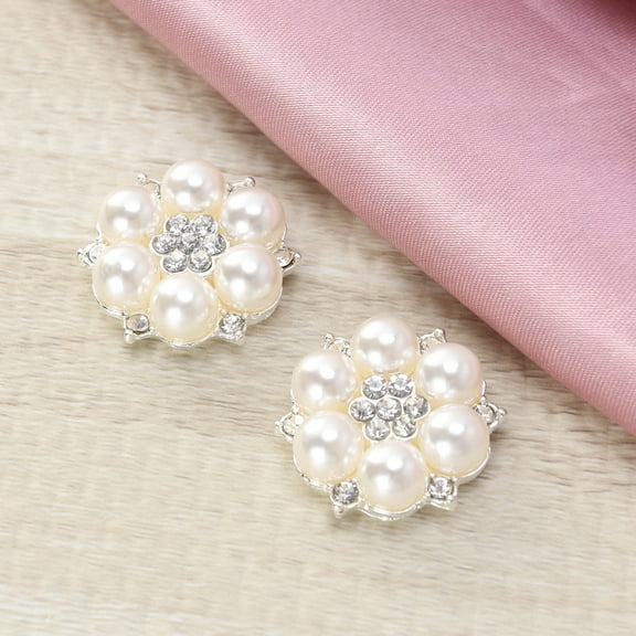 Phenofice Flower Pearl Buttons Artisans Craft Projects 10Pcs 0.9 x 0.9 x 0.2in