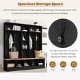thumbnail image 6 of Hall Tree with Bench and Shoe Storage, Entryway Bench with Coat Rack and 10 Open Shelves, Built-in 8 Hanging Hooks, Entryway Bench with Shoe Storage for Living Room, Hallway, Black, 6 of 8