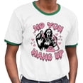 thumbnail image 2 of No You Hang up Ghost Ringer Tee Shirt Unisex 2X-Large White/Kelly Green, 2 of 5