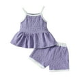 thumbnail image 1 of Sunnyoo Infant Girls Clothes Outfits Sleeveless Floral Ruffle Camisole Tops Shorts Set, 1 of 6