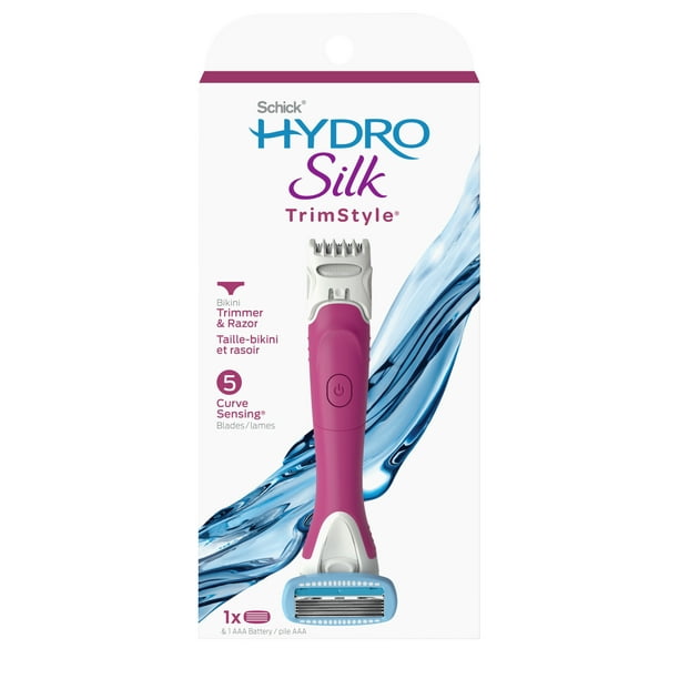 Schick Hydro Silk TrimStyle Waterproof Bikini Trimmer & 5 Blade Razor  Handle Plus 1 Razor Cartridge Refill, 1 AAA Battery Included 