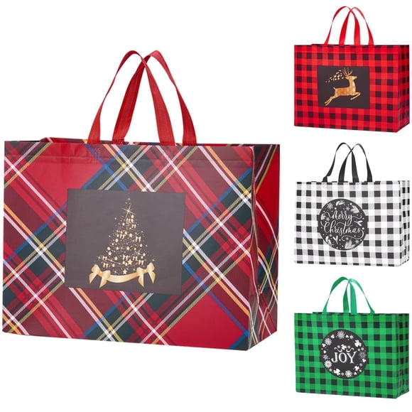 Bolsas de regalo Fayayuan, 12 unidades, 43 x 32 x 18 cm, reutilizables para Navidad