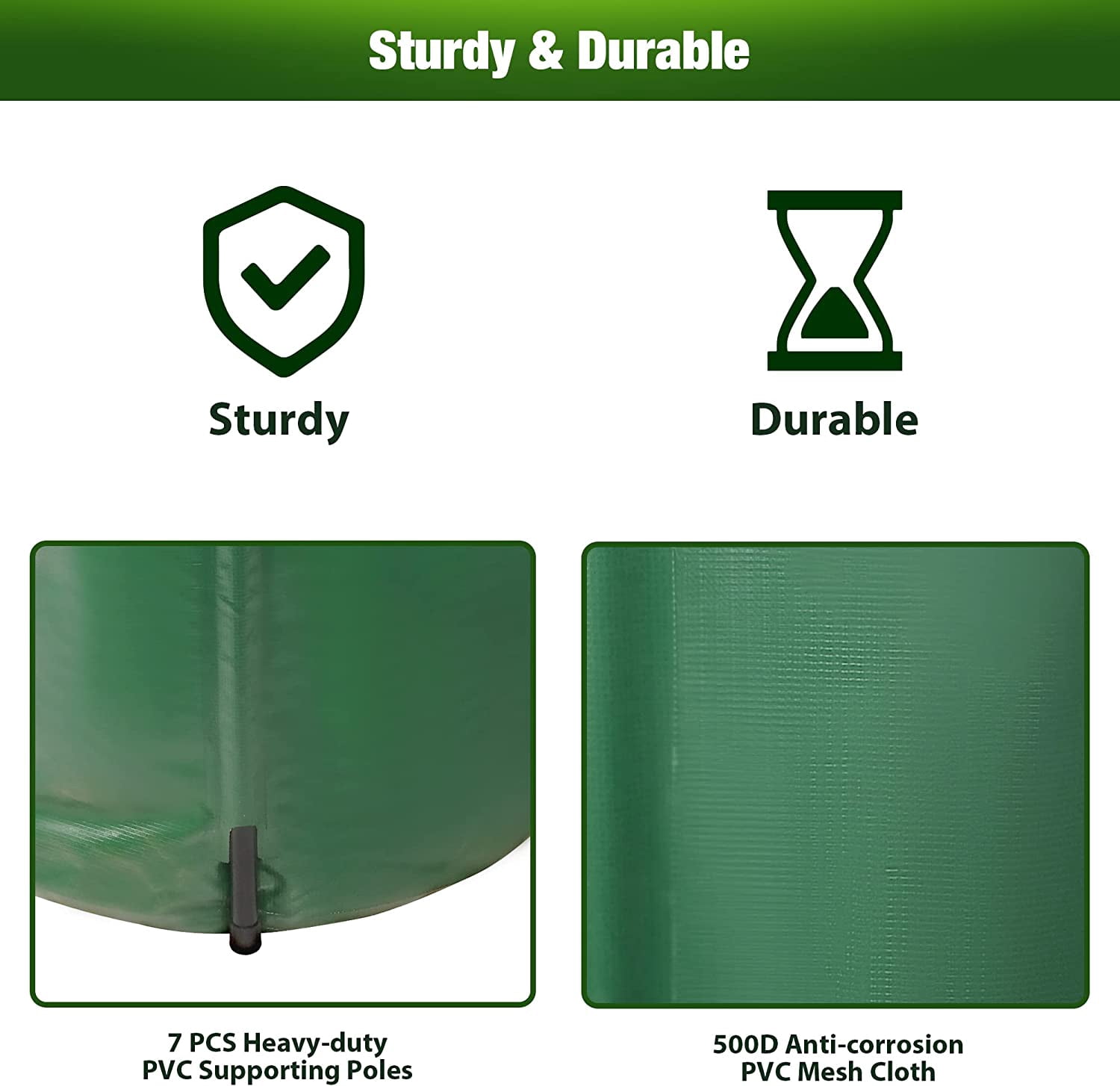 100 Gallon Portable Rain Barrel Water Tank, Collapsible Rainwater Collection System, Water Storage Tank, Garden Water Catcher with Faucet & Overflow, Green