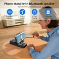 thumbnail image 2 of Cell Phone Stand with Wireless Bluetooth Speaker,Loud with bass Phone Speaker Amplifier, Foldable Adjustable Desk Kitchen Bracket Sturdy Stable Holder for iPhone ipad Tablet Android-Black, 2 of 6
