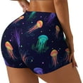 thumbnail image 2 of Wukai Sea Jellyfish Print Pack Biker Shorts for Women Yoga Workout Gym Running Scrunch Active Shorts-Large, 2 of 8