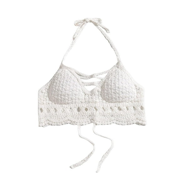 de crochet para playa, de halter para mujer, ideal para actividades acuáticas en clubes y vacaciones.