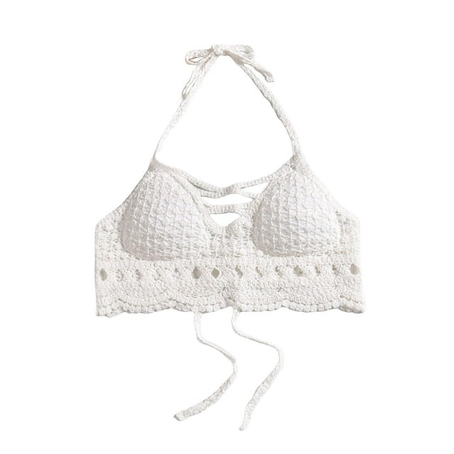 Sujetador de crochet para playa, ropa de playa de moda para mujer, ideal para vacaciones, actividades acuáticas y fiestas.