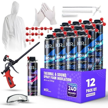 Ixirpro Spray Foam Insulation Kit (12 PK) - High Density, Closed Cell, Heat & Acoustic Insulation