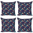 thumbnail image 1 of Ambesonne Floral Throw Pillow Cover 4 Pack, Exotic Hibiscus Design, 20", Multicolor, 1 of 2