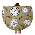 thumbnail image 1 of KDAGR 60 inch Round Beach Towel Blanket Antique Vintage Pocket Watches and Text on Light Brown Travel Circle Circular Towels Mat Tapestry Beach Throw, 1 of 2