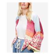 FREE PEOPLE $198 Womens New 1239 Pink Printed Kimono Sleeve Sweater XS B+B