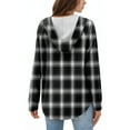 thumbnail image 5 of WTOBBY Women's Fashion Raglan Sleeve Long Sleeve Pullover with Pockets Preppy Graphic Hoodie, Retro Button Plaid Design, Comfortable and Trendy for Casual and Lounge Wear,Black L, 5 of 5