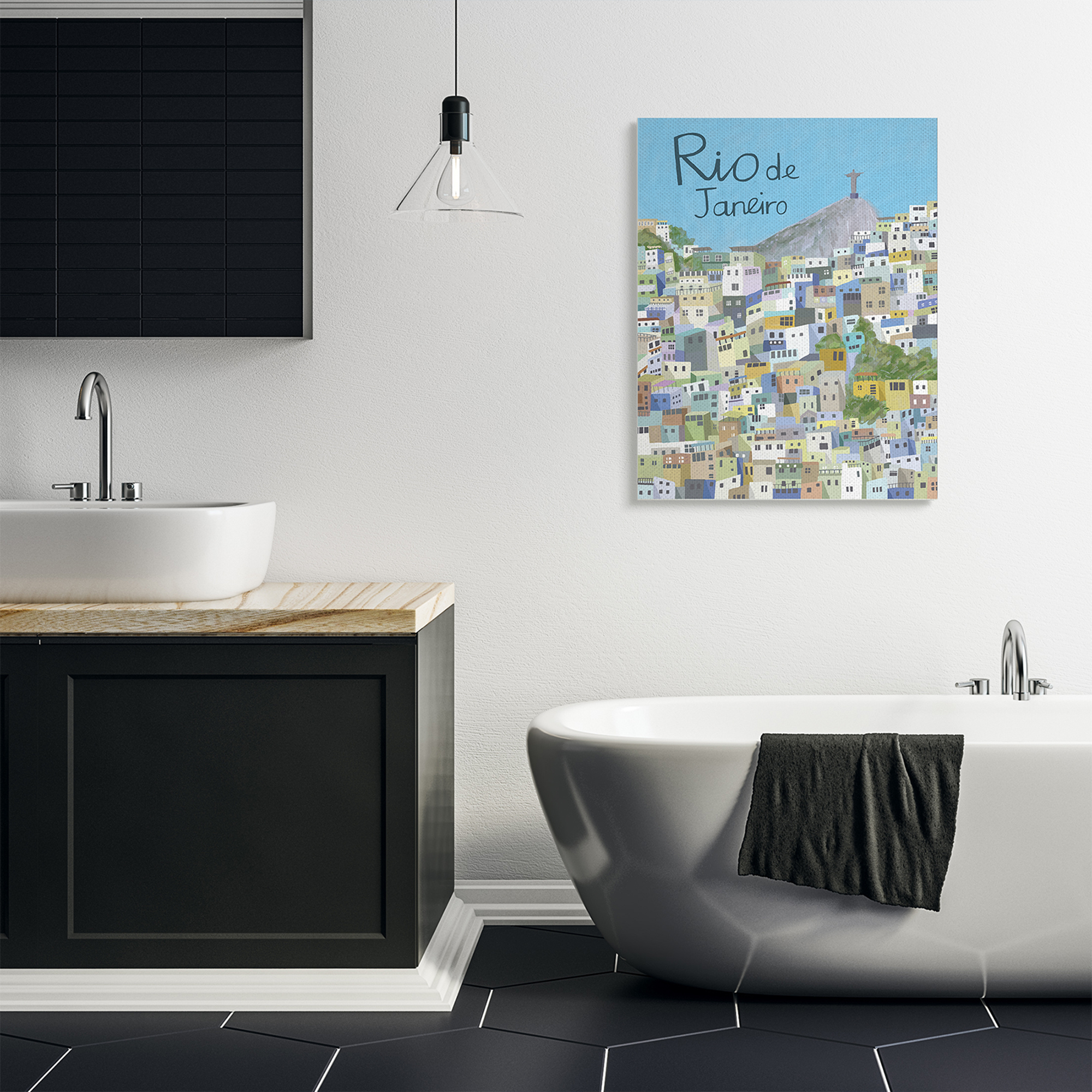 Stupell Industries Cliffside Rio de Janeiro Cityscape Brazilian Landmark Abstract Painting Gallery Wrapped Canvas Art Print Wall Art, 30 x 40