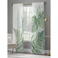 thumbnail image 4 of Palm Leaves Sheer Curtains 2 Panels Set Watercolor Light Tropical Plants Ferns Beige Sheer Window Curtains Light Filtering Rod Pocket Voile Drapes for Bedroom Living Room 52"X108", 4 of 8