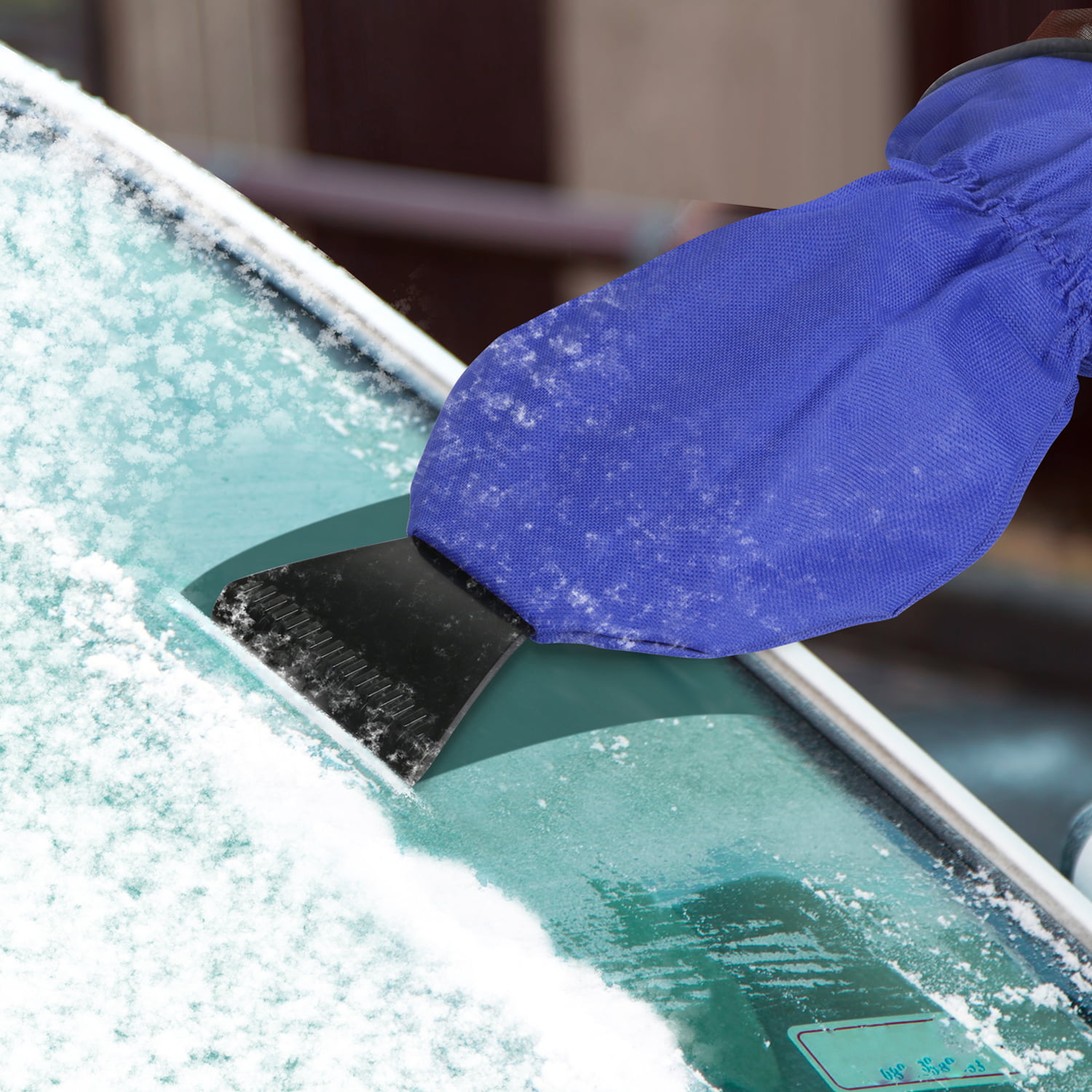 Fleece Lined Auto Car Windshield Fleece Lined Ice Scraper Glove Mitt ORANGE NEW