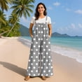 thumbnail image 4 of Women's Polka Dot Jumpsuit, Casual Wide Leg Bib Overalls with Pockets, Loose Fit Sleeveless Dot Print Summer Rompers Long Pants, 4 of 7