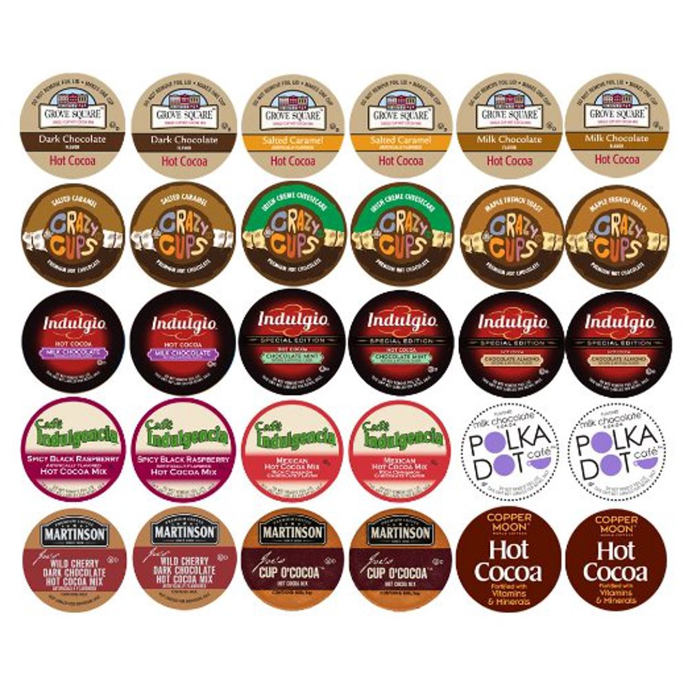 Hot Cocoa Single Serve Cups For Keurig KCup Brewer Variety Pack Sampler, 30 Ct