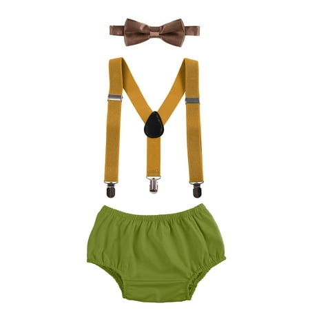 

Safari 1st Birthday Outfit Boy First St. Patrick s Day Lucky One 2nd Birthday Diaper Cover Suspenders Bowtie Cake Smash Party Supplies Photo Shoot Dark Green + Dark Coffee 3-24 Months