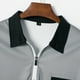 thumbnail image 4 of Ceisia Men's Color-Blocked Striped Zip-Up Short Sleeve Polo Shirt Casual Summer Top Gray L Gifts, 4 of 8