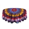 thumbnail image 5 of Colorful Tie Dye Mandala Pattern Round Tablecloth 60"x60",Wrinkle Wipeable Table Cloth for Kitchen Dining Room Picnic Patio Party, 5 of 6