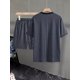 thumbnail image 5 of Hombres Playera Y Pantalones Cortos Con Estampado De Rayas, 5 of 8