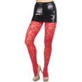 thumbnail image 6 of ToBeInStyle Women's Spandex Sheer Pantyhose w/ Woven Floral Design - Red, 6 of 6