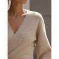 thumbnail image 3 of Cropped V-Neck Tie Waist Long Gigot Sleeve Casual Elegant Sweater For Women,Long Sleeve Tops Knit Pullover Fall Winter Outfit, 3 of 4