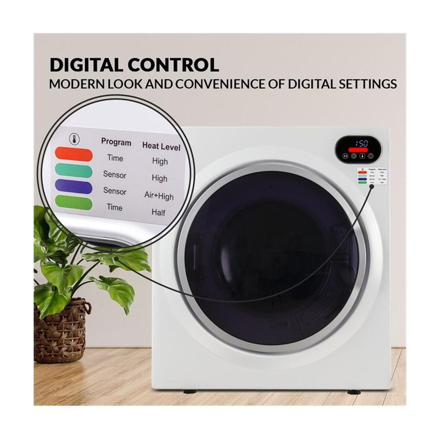 3.5 cu.ft. Compact Electric Standard Dryer with Refresh function, Sensor Dry, Wrinkle guard